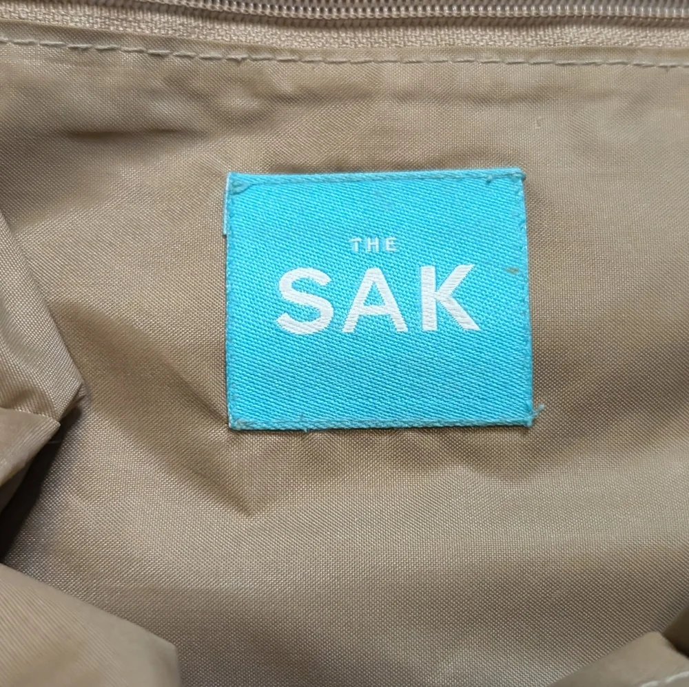 The Sak Tan‎ Textured Tote with Metallic Silver Handle Details